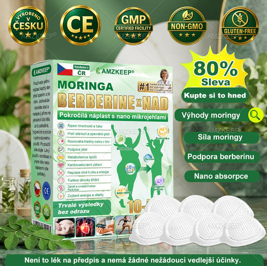 🇨🇿Lékařem formulovaný AMZKEEP® Moringa Berberin × NAD+ 10-in-1 Pokročilá Nano Mikroneedle Náplast (Zažijte viditelné výsledky již za 7 dní)