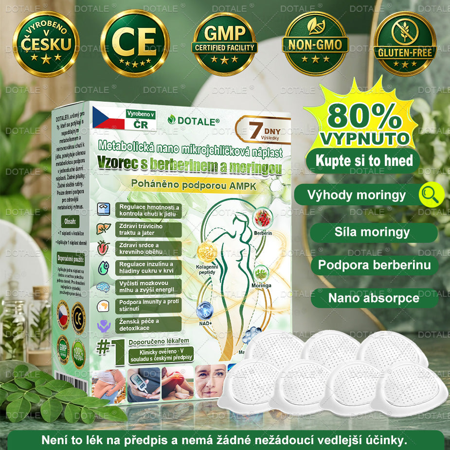𝑫𝑶𝑻𝑨𝑳𝑬® metabolická nano mikrojehličková náplast 🎁 (Pouze jednou denně, viditelné výsledky již do 7 dnů!) ✅ Formule Berberin + Moringa, ideální při nadváze, nedokonalostech pokožky, diabetu, spánkové apnoe a kloubních potížích 💥💥