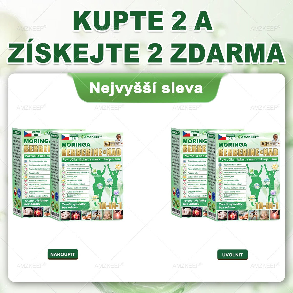 🇨🇿Lékařem formulovaný AMZKEEP® Moringa Berberin × NAD+ 10-in-1 Pokročilá Nano Mikroneedle Náplast (Zažijte viditelné výsledky již za 7 dní)